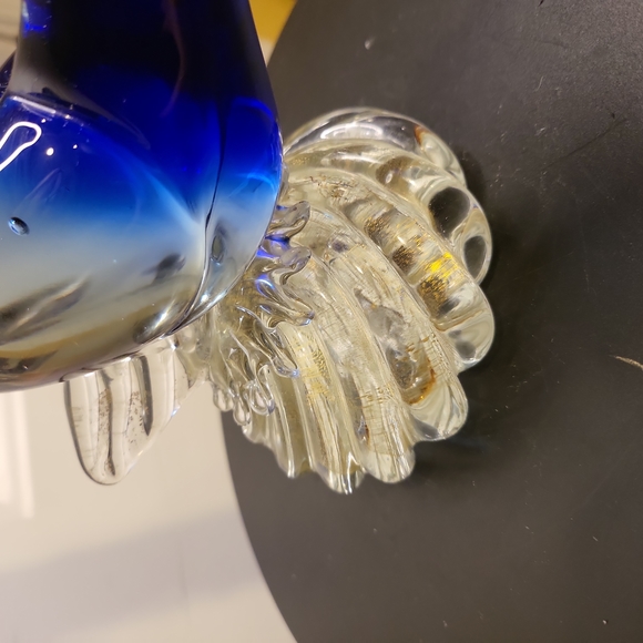 Mid-Century Murano Blown Glass Blue and Gold Pheasant 12" - Picture 8 of 13